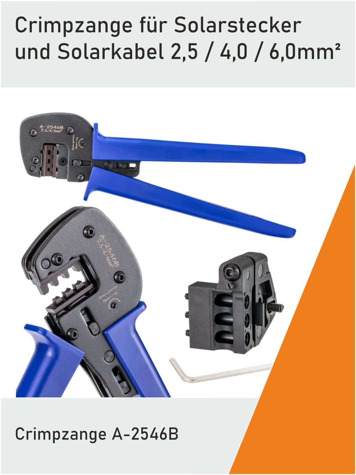 Produktbild von VIGRUE MC4 Stecker Set – 12 Paar Solarstecker + Crimpzange + Schraubenschlüssel, IP68 Wasserdicht, Für 2,5/4/6 Mm² PV-Kabel