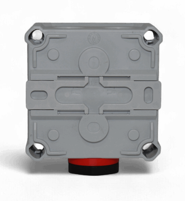 PV-Anschlussdose mit Wieland Einbaubuchse im wetterfesten Gehäuse von f-tronic, Modell NFK08gr, für den Einsatz in Plug-and-Play-Solaranlagen. Ansicht unten